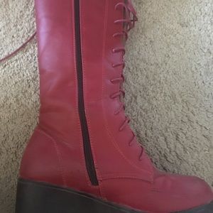 Red Lace Up Boots